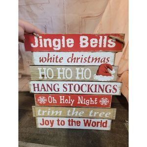 Jingle Bells White Christmas ho ho ho Xmas sign decor